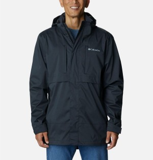 Black Columbia Wright Lake Men's Rain Jacket | 71830AQJT