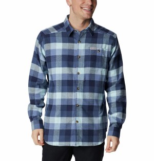 Blue Columbia Cornell Woods Flannel Long Sleeve Men's Shirt | 90562BRIL