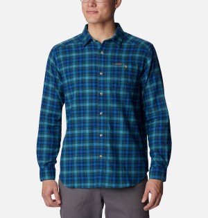 Blue Columbia Cornell Woods Flannel Long Sleeve Men's Shirt | 37259ZIRO