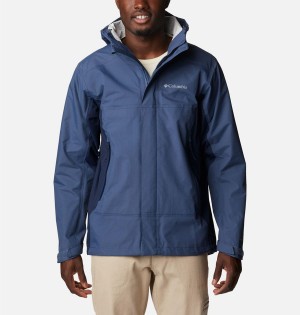 Blue Columbia Discovery Point Shell Men's Rain Jacket | 97304GRHS