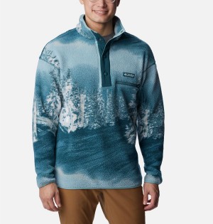 Blue Columbia Helvetia Half Snap Fleece Men's Pullover | 04971TUAE