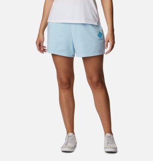 Blue Columbia Logo III French Terry Women's Shorts | 06348ZLCA