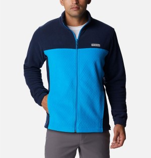 Blue Columbia Overlook Trail Full Zip Men's Fleece Jacket | 45813XAPF