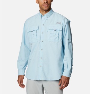 Blue Columbia PFG Bahama II Long Sleeve Men's Shirt | 28415EHZN