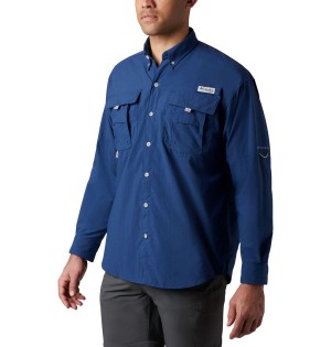 Blue Columbia PFG Bahama II Long Sleeve Men's Shirt | 03684PUKG