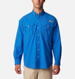 Blue Columbia PFG Bahama II Long Sleeve Men's Shirt | 43019TAOQ