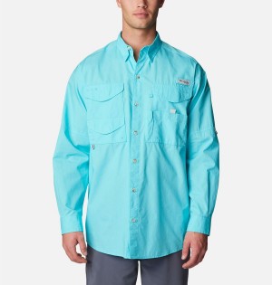 Blue Columbia PFG Bonehead Long Sleeve Men's Shirt | 87326QZTM