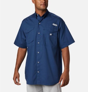 Blue Columbia PFG Bonehead Short Sleeve Men's Shirt | 52938MYCG