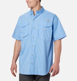 Blue Columbia PFG Bonehead Short Sleeve Men's Shirt | 47638NRIB