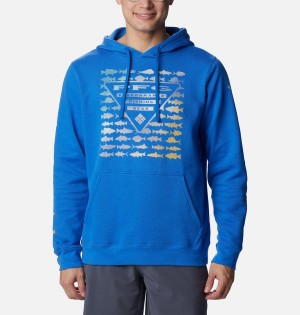 Blue Columbia PFG Elements Men's Hoodie | 06218EMDP