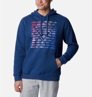 Blue Columbia PFG Elements Men's Hoodie | 84605PMFG