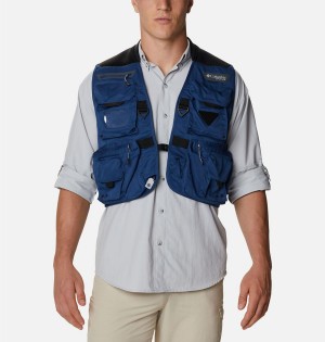 Blue Columbia PFG Henry's Fork V Men's Vest | 92853SUIW