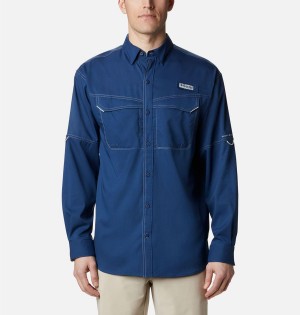 Blue Columbia PFG Low Drag Offshore Long Sleeve Men's Shirt | 52398LQYI