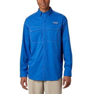 Blue Columbia PFG Low Drag Offshore Long Sleeve Men's Shirt | 34175KDYL