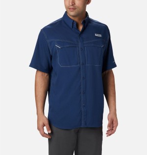 Blue Columbia PFG Low Drag Offshore Short Sleeve Men's Shirt | 51348LEAM