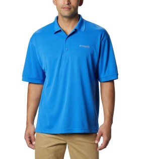 Blue Columbia PFG Perfect Cast Men's Polo Shirt | 07531FELU