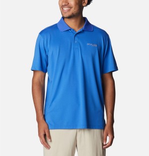 Blue Columbia PFG Skiff Cast Men's Polo Shirt | 69417SOWR