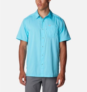 Blue Columbia PFG Slack Tide Camp Men's Shirt | 96025FNBK