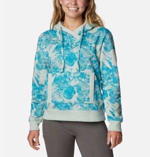 Blue Columbia PFG Slack Water French Terry Women's Hoodie | 40983HUQW