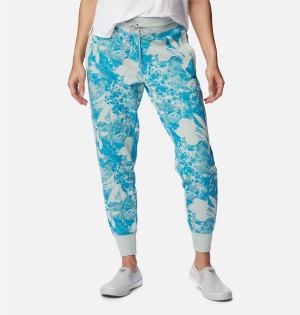 Blue Columbia PFG Slack Water French Terry Joggers Women's Pants | 06574FAPY