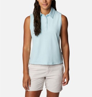 Blue Columbia PFG Sun Drifter Sleeveless Polo Women's Tank Top | 25348SNIP