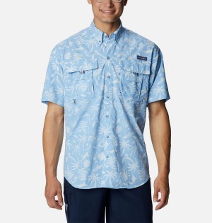 Blue Columbia PFG Super Bahama Short Sleeve Men's Shirt | 71635MAFK