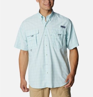 Blue Columbia PFG Super Bahama Short Sleeve Men's Shirt | 31296NXGB