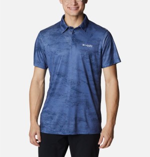 Blue Columbia PFG Super Terminal Tackle Men's Polo Shirt | 09178QKGF