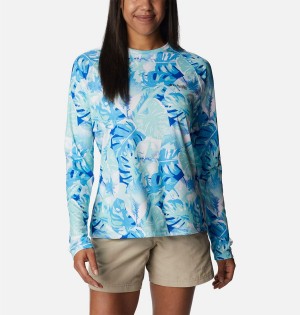 Blue Columbia PFG Super Tidal Long Sleeve Women's T-Shirt | 75186QSFD