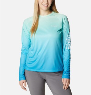 Blue Columbia PFG Super Tidal Long Sleeve Women's T-Shirt | 30645EVCN