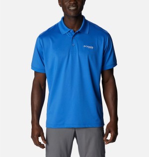 Blue Columbia PFG Tamiami Men's Polo Shirt | 64718ZPEX