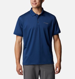 Blue Columbia PFG Tamiami Men's Polo Shirt | 50839QFEX