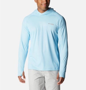 Blue Columbia PFG Terminal Deflector Ice Men's Hoodie | 75328MFOK