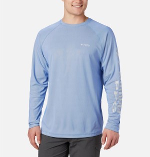 Blue Columbia PFG Terminal Deflector Long Sleeve Men's T-Shirt | 79601WIZG