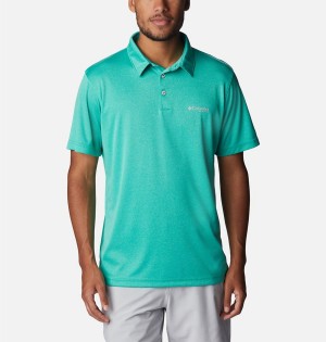 Blue Columbia PFG Terminal Tackle Heather Men's Polo Shirt | 60957EXYM