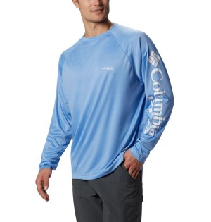 Blue Columbia PFG Terminal Tackle Long Sleeve Men's T-Shirt | 51067DINQ