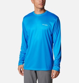 Blue Columbia PFG Terminal Tackle Statetriot Long Sleeve Men's T-Shirt | 58934ECLJ