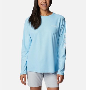 Blue Columbia PFG Tidal Deflector Long Sleeve Women's T-Shirt | 18253ILCT