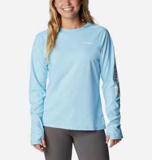 Blue Columbia PFG Tidal Deflector Women's Hoodie | 16847ASNQ