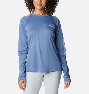 Blue Columbia PFG Tidal II Long Sleeve Women's T-Shirt | 27906MDWJ