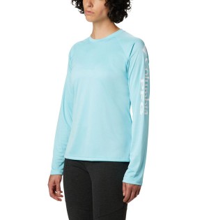 Blue Columbia PFG Tidal II Long Sleeve Women's T-Shirt | 05318VHXO