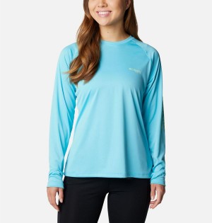 Blue Columbia PFG Tidal II Long Sleeve Women's T-Shirt | 74328YSGR