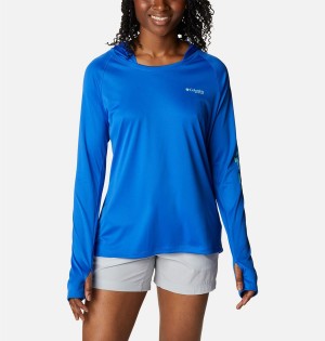 Blue Columbia PFG Tidal Tee Women's Hoodie | 32706PZVY