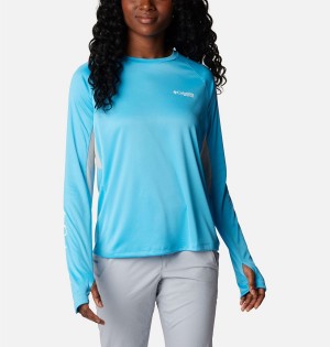 Blue Columbia PFG Tidal Vent Long Sleeve Women's T-Shirt | 54768LKZA