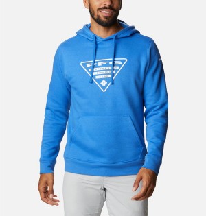 Blue Columbia PFG Triangle II Men's Hoodie | 58604QADY