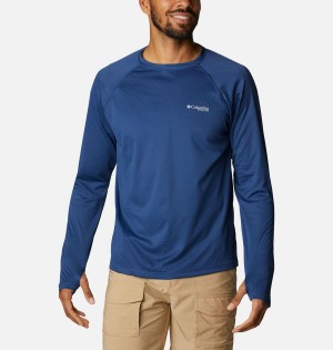 Blue Columbia PFG Zero Rules Ice Long Sleeve Men's T-Shirt | 96123MDYB