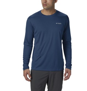 Blue Columbia PFG Zero Rules Long Sleeve Men's T-Shirt | 78412NCBH