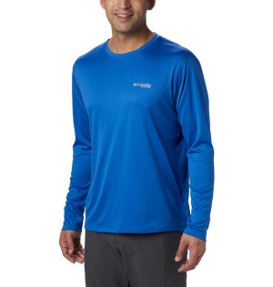 Blue Columbia PFG Zero Rules Long Sleeve Men's T-Shirt | 97605JINR