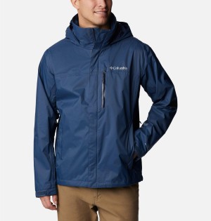 Blue Columbia Pouration Men's Rain Jacket | 48239SEIB