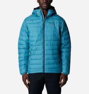 Blue Columbia Powder Lite Hooded Insulated Men's Puffer Jacket | 68127DQMP